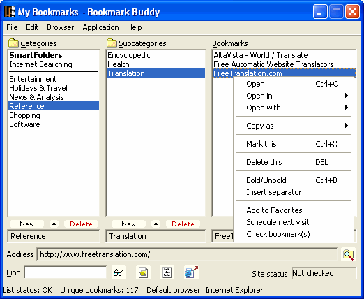 Organize mode program window